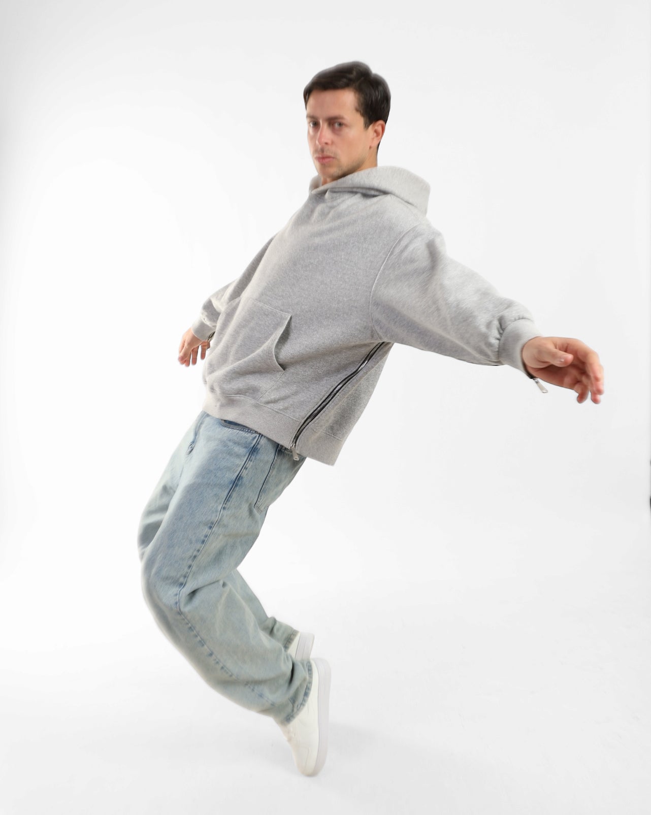 Zen Lounge Side-Zip Hoodie - Heather Grey