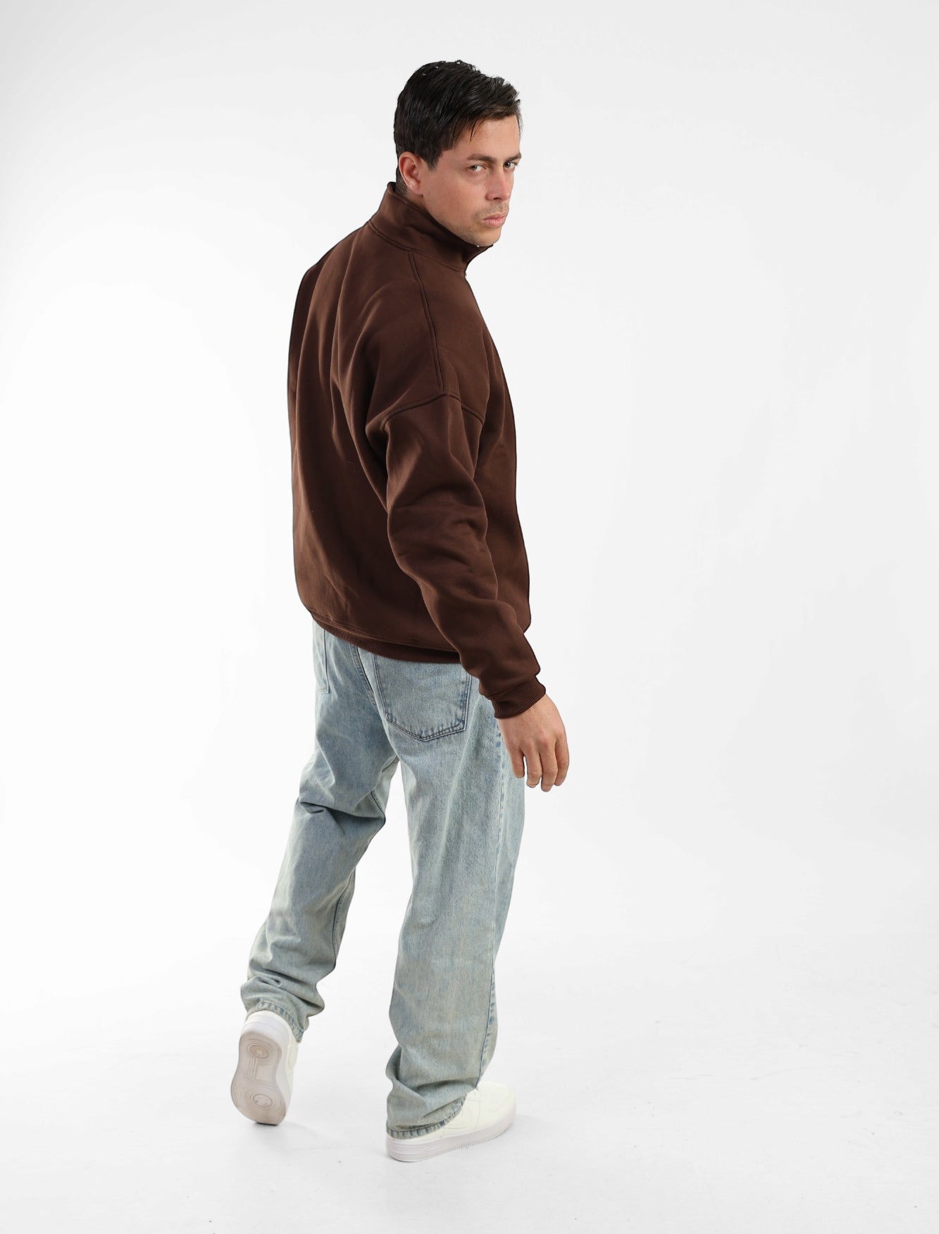Zen Half-Zip Sweatshirt- Chocolate Brown