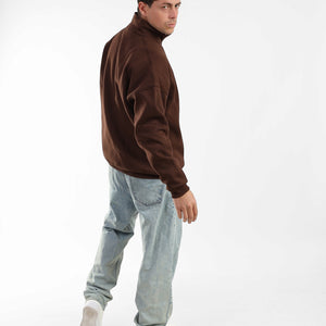 Zen Half-Zip Sweatshirt- Chocolate Brown