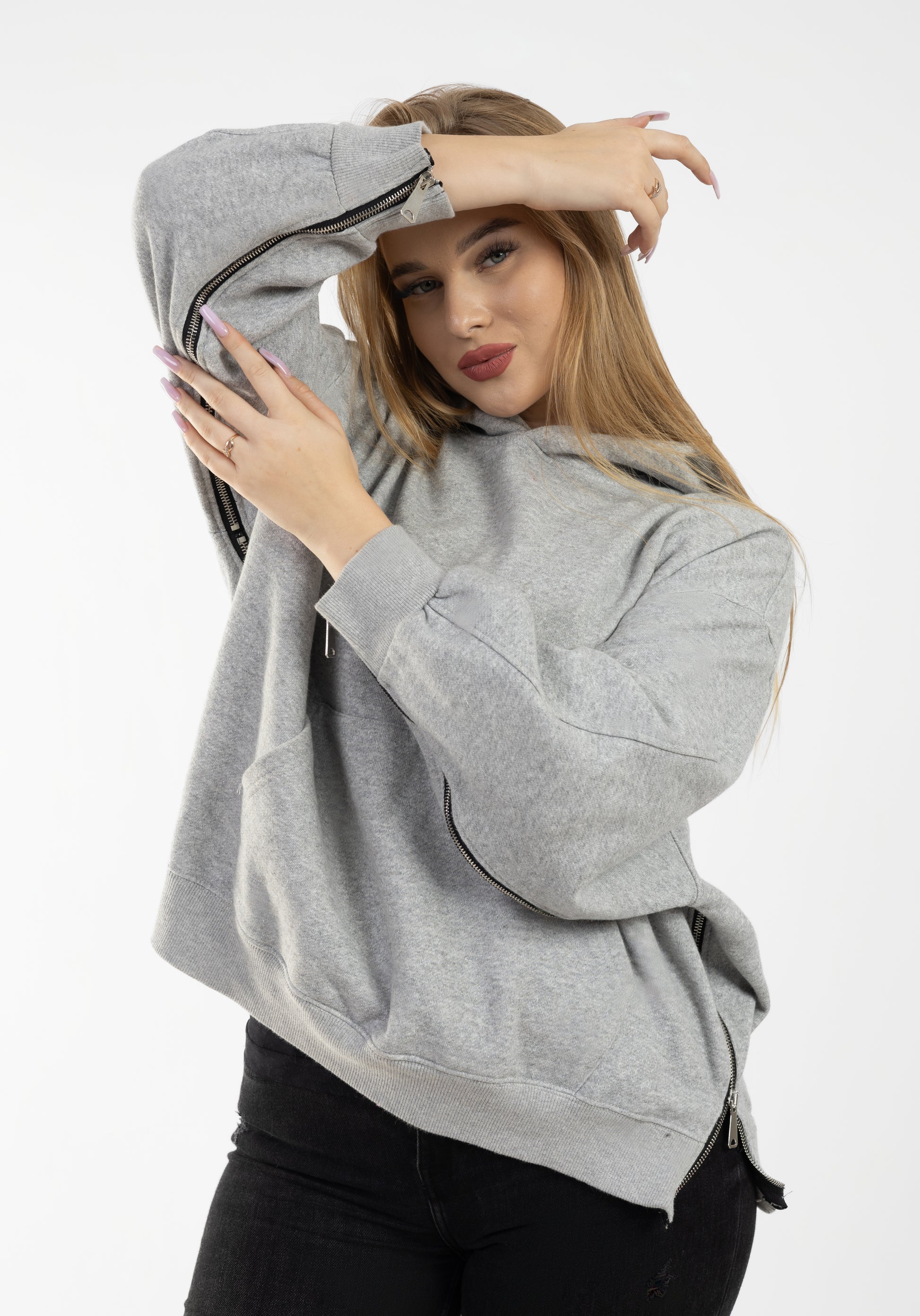 Zen Lounge Side-Zip Hoodie - Heather Grey