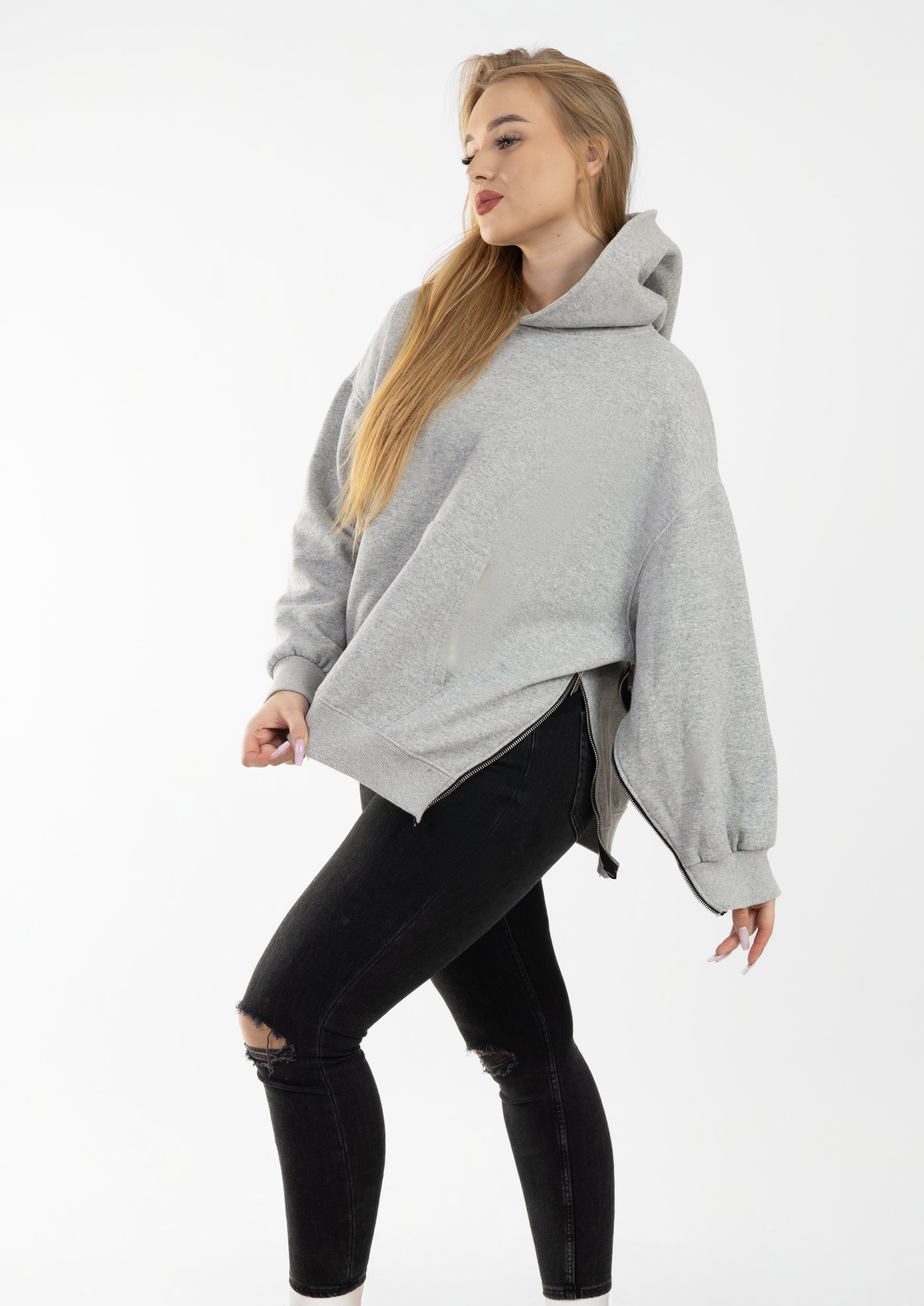 Zen Lounge Side-Zip Hoodie - Heather Grey