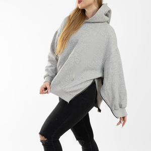 Zen Lounge Side-Zip Hoodie - Heather Grey