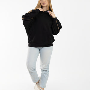 Unzipped Style Black Hoodie