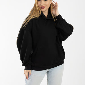 Unzipped Style Black Hoodie