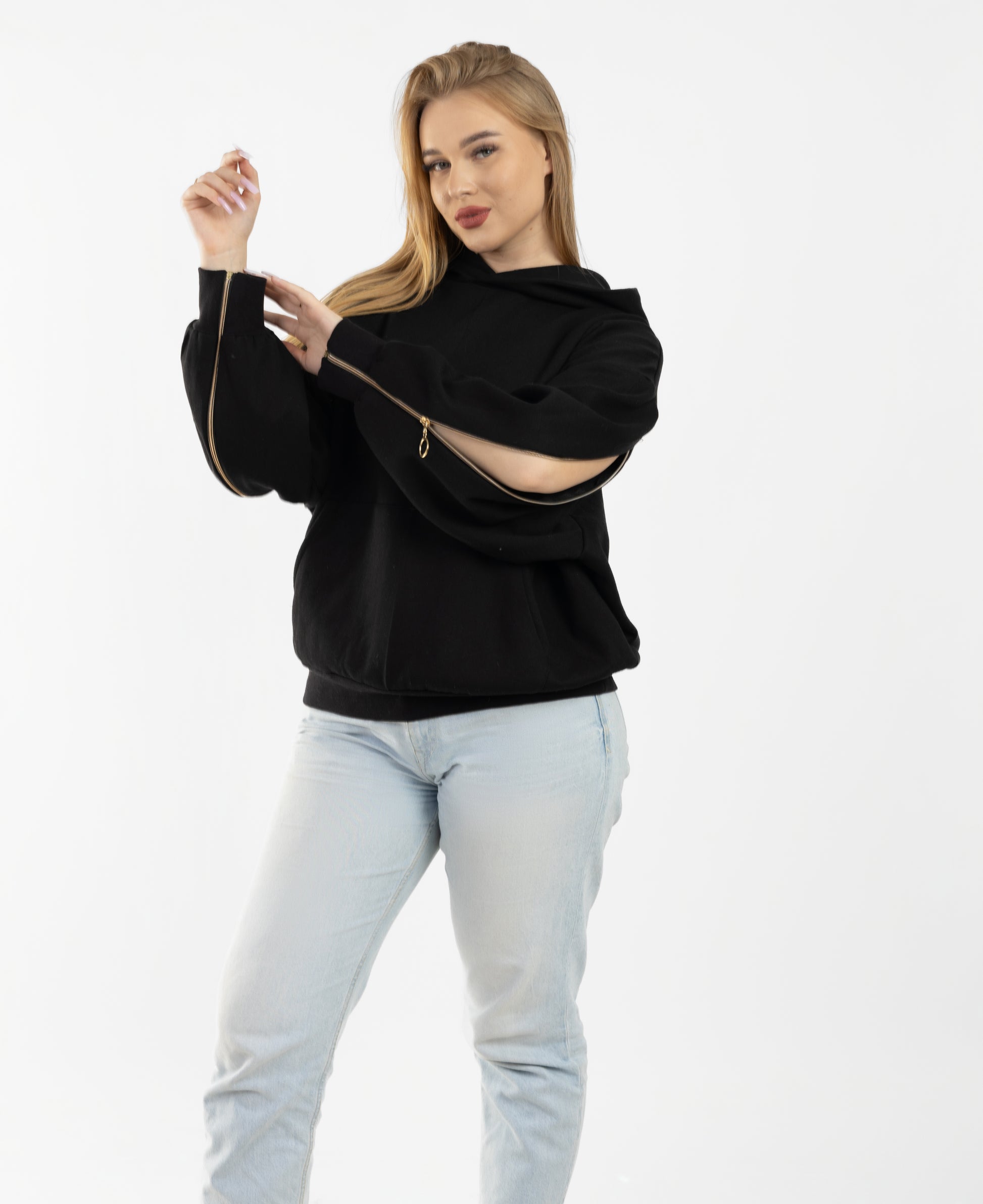 Unzipped Style Black Hoodie