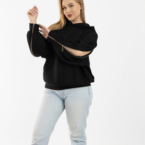 Unzipped Style Black Hoodie