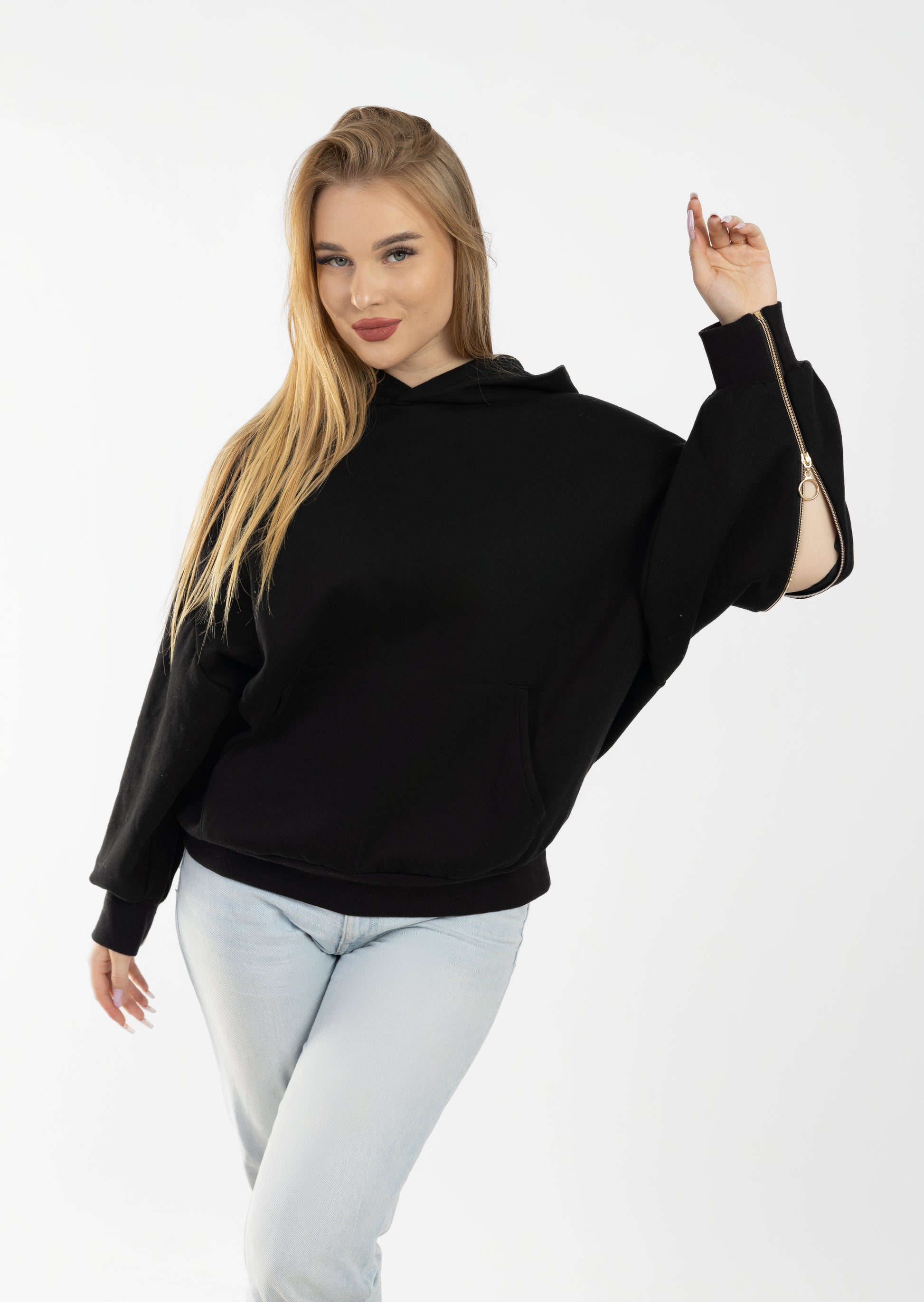 Unzipped Style Black Hoodie