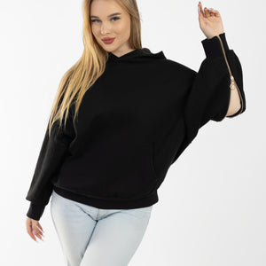 Unzipped Style Black Hoodie