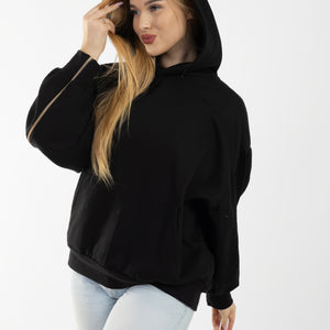 Unzipped Style Black Hoodie