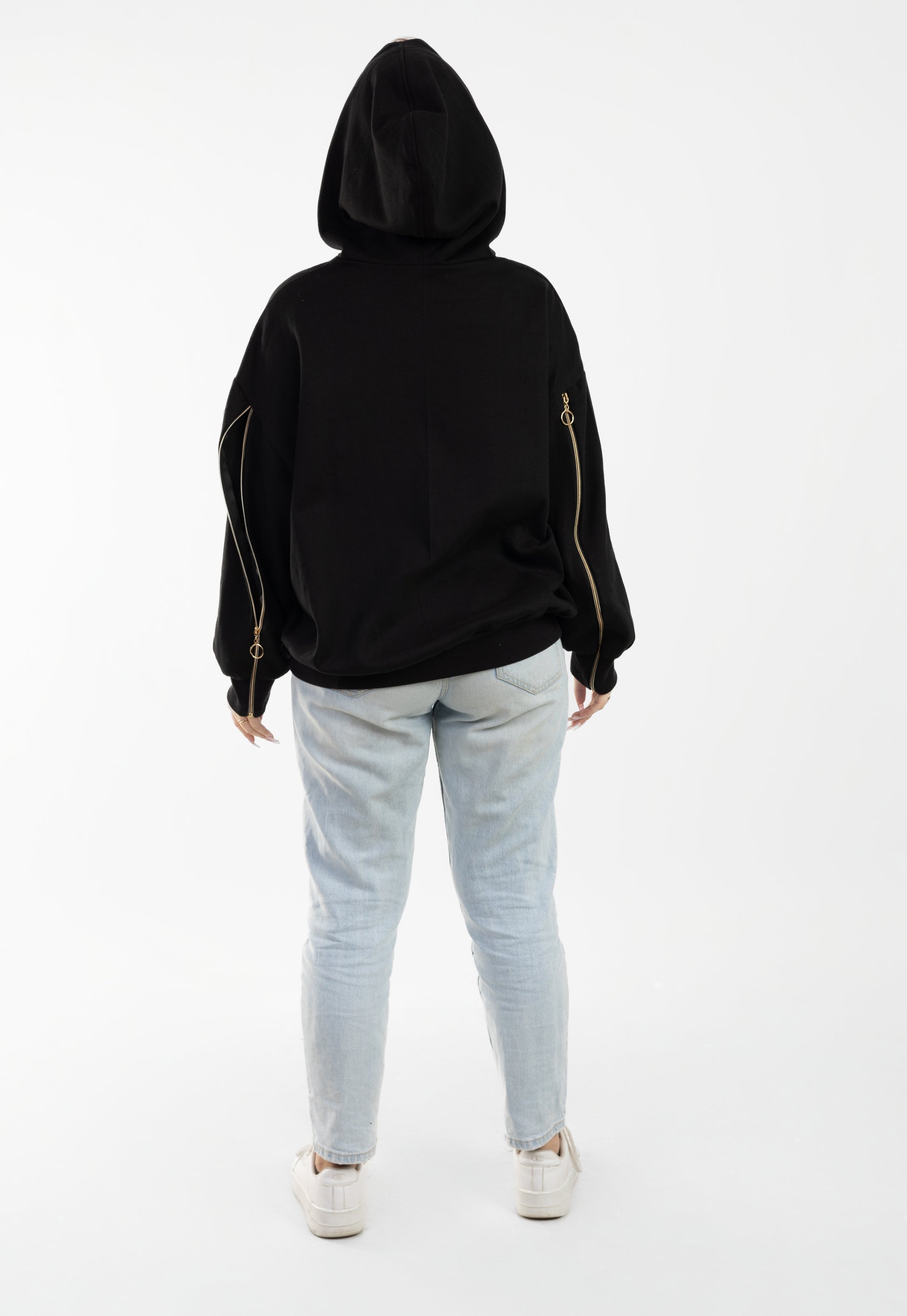 Unzipped Style Black Hoodie