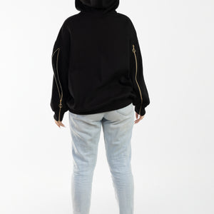 Unzipped Style Black Hoodie