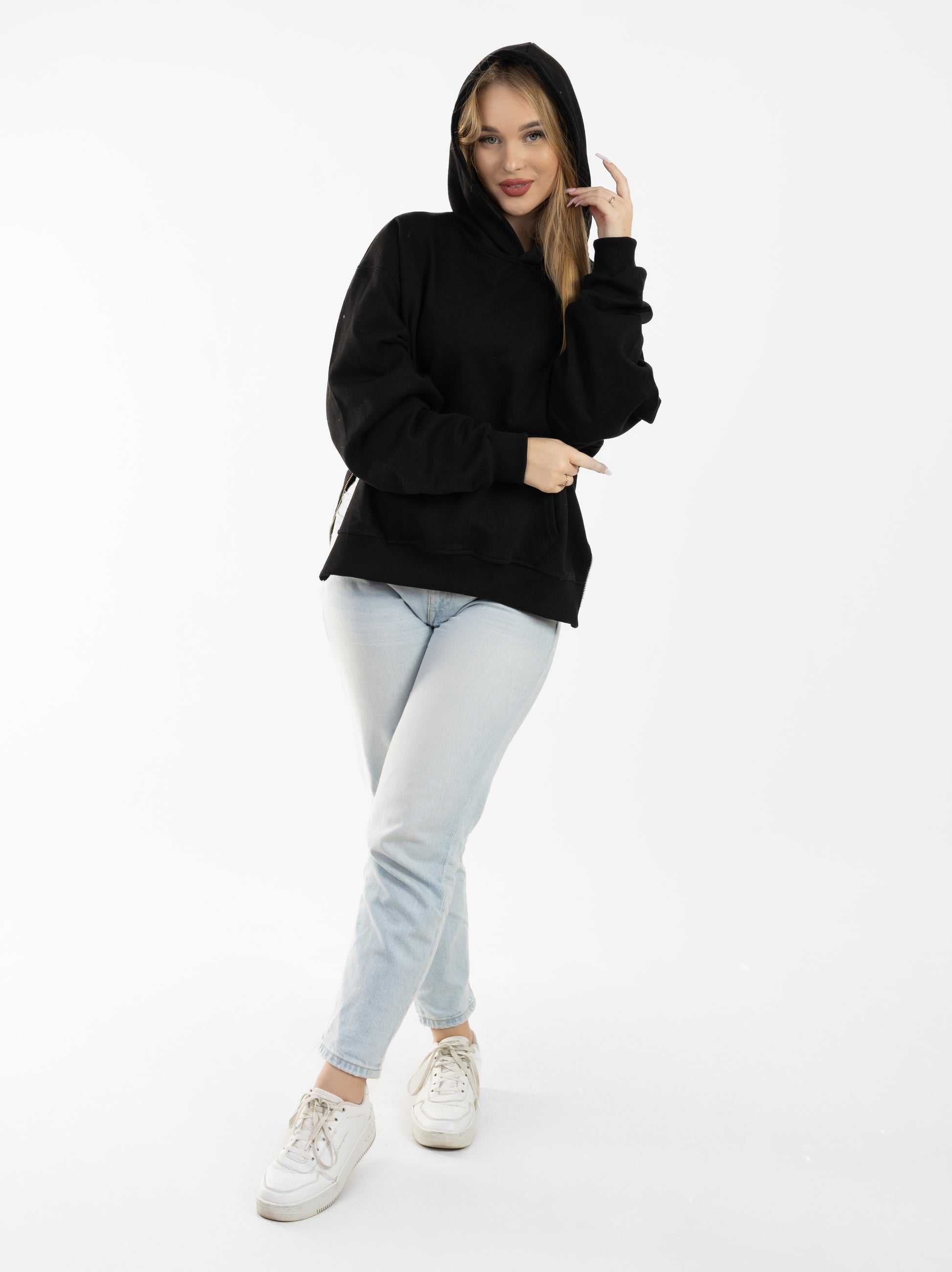 Unzipped Style Black Hoodie