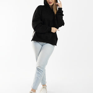 Unzipped Style Black Hoodie