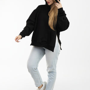 Unzipped Style Black Hoodie