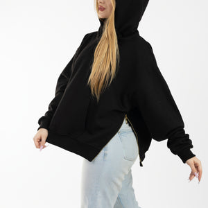 Unzipped Style Black Hoodie