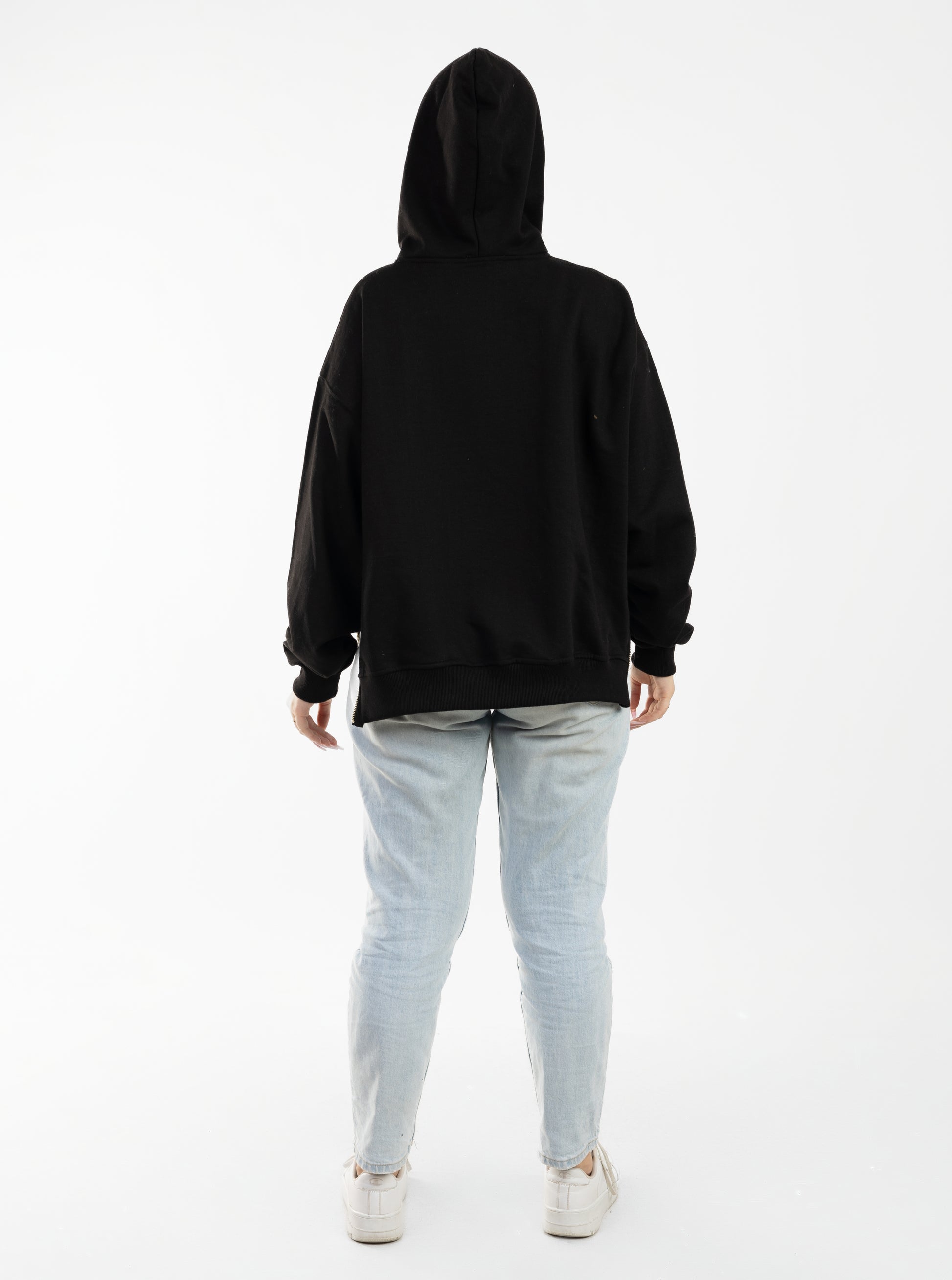 Unzipped Style Black Hoodie
